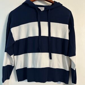 For The Republic Navy and White Striped Sweater Hoodie Women’s Medium Nautical